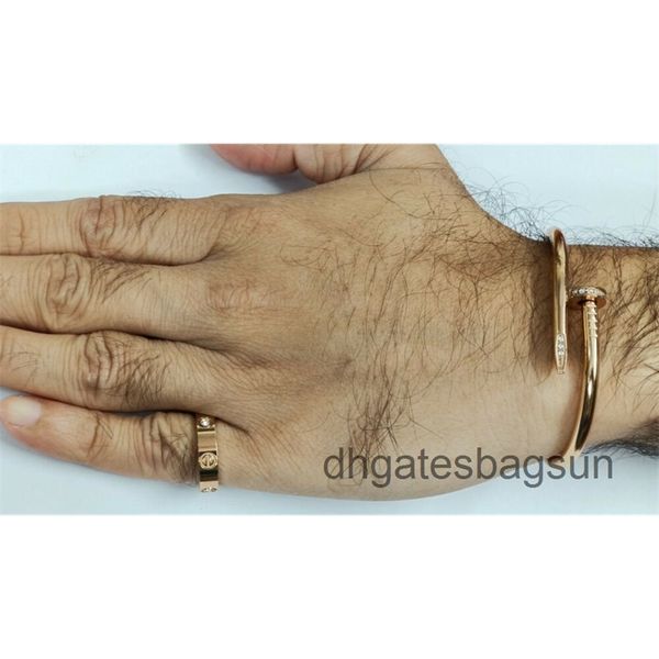 

nail bracelet & screw ring 14 k rose gold plated for unisex, Black