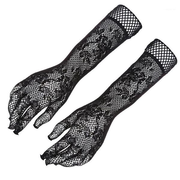 

elbow & knee pads hg-women's lace wedding party gloves black1, Black;gray