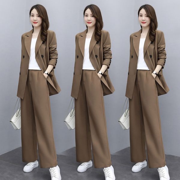 

he45z suit autumn suit temperament new casual fashion 2020 women's fan yujie fashion professional two-piece goddess heqe4, Gray