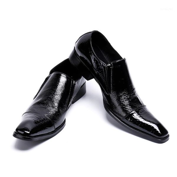 

dress shoes men's square toe fashion black bright surface oxfords for men slip-on brand wedding1