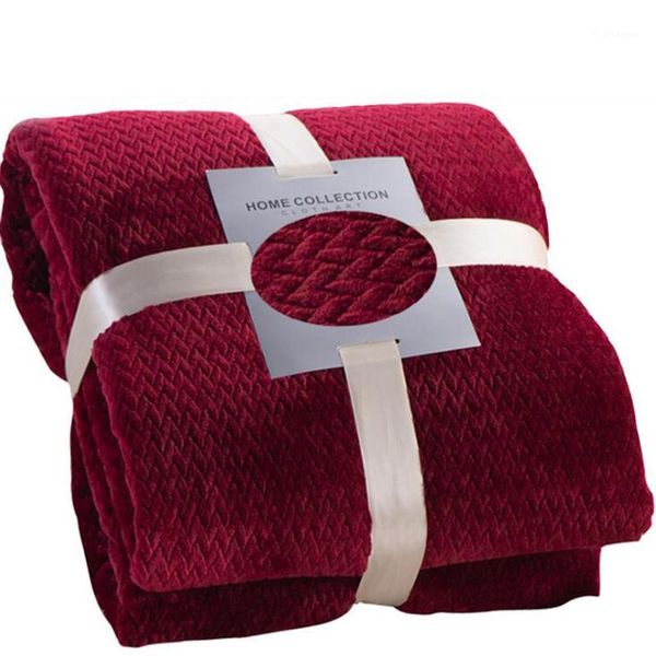 

autumn winter thick coral velvet blanket solid color double-sided flannel cover blanket mesh lattice air conditioning1