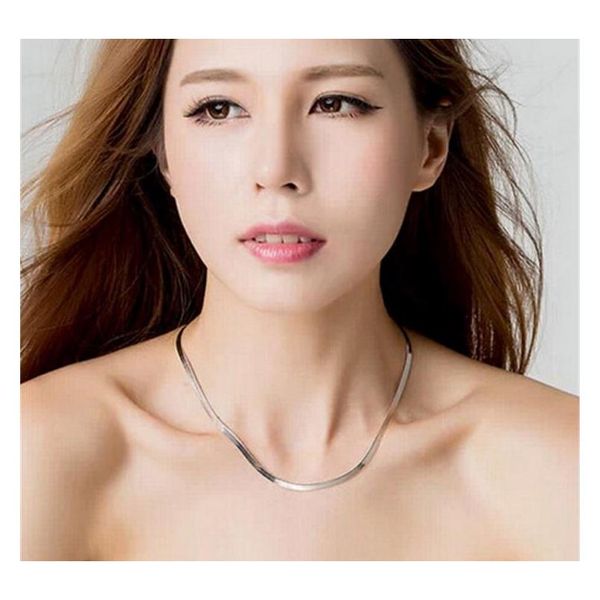

breast couples men and women common section short section clavicle blade chain flat snake bone chain silv sqczyb new_dhbest, Silver