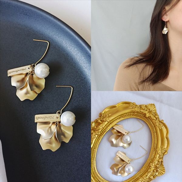

x9ad silver earring versatile geometric display circle pearl earrings female korean earrings gentle temperament small and, Golden