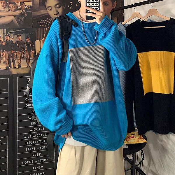 

winter sweater men's warm fashion casual o-neck knitted pullover men wild loose korean knitting sweaters mens clothes -2xl, White;black