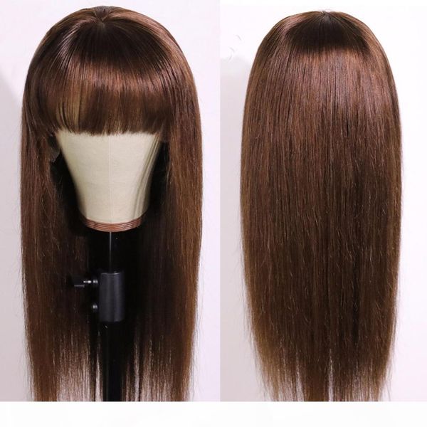 

allove 4 27 4# ginger 350# 27# none lace wigs straight human hair wigs with bangs peruvian indian hair malaysian colored ombre, Black;brown