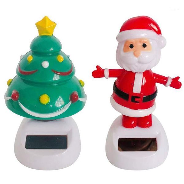 

2x solar christmas toys dancing figurines christmas tree & santa claus for home car window decoration kids solar toys1