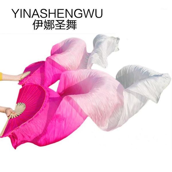 

1 pair stage performance 100% silk belly dance fans gradient colour dance accessories belly dancing silk fans rose+pink+white1, Black;red