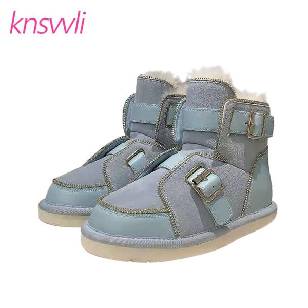 

thick sole furs snow boots women zipper decor motorcycle boots round toe casual flat winter women shoes wool ankle woman, Black