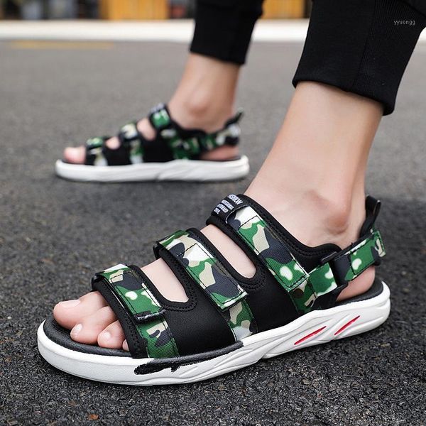 

sandals 2021 men summer beach outdoor water shoes large size 45 flip flops flat light hook loop casual slippers shoes1, Black