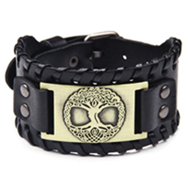 

punk retro tree of life alloy wide leather men leather bracelet jewelry, Golden;silver
