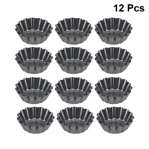 

tart flower 12pcs carbon moulds steel mold reusable cupcake pans cup baking muffin mini non stick cups qylnmr mywjqq
