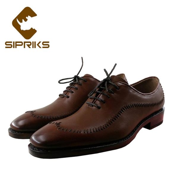 

sipriks luxury мужских дизайнерских ботинок платья шовного строчка вампиры oxfords патина тан кожа шитье фальцовой обувь бизнес 44, Black