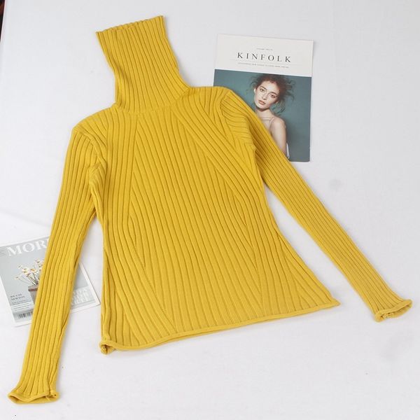 

2021 new basic ribbed turtleneck women pullover high neck knitted jumper ith thumb hole fall autumn winter sweater jeem, White;black