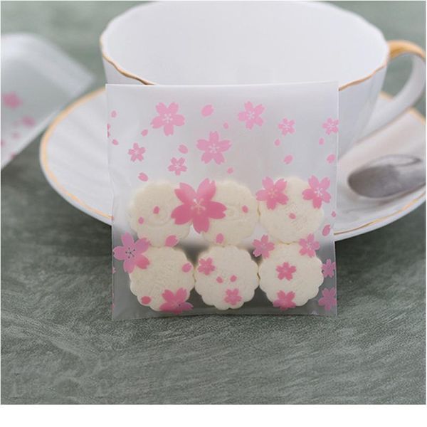 

100pcs plastic gift packing bag candy biscuits bread baking cookies self-adhesive flower bag for wedding birthday par bbybup