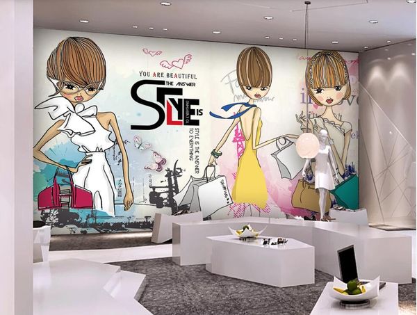 

3d wallpaper custom p mural fashion hand-painted beauty clothing store store home decor 3d wall murals wallpaper for living room