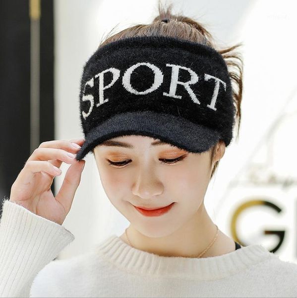 

wide brim hats fashion ladies winter knit hat warm cap empty wool female wild1, Blue;gray