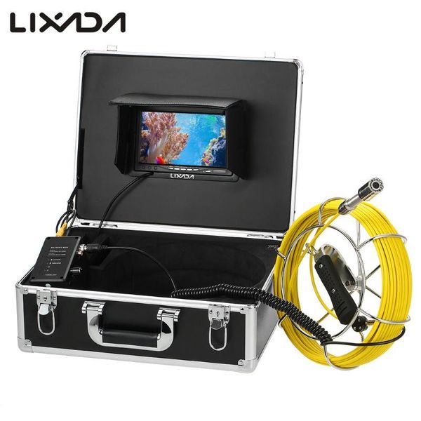 

lixada 30m drain pipe sewer inspection camera ip68 waterproof industrial endoscope camera 7" lcd monitor 12 leds night vision