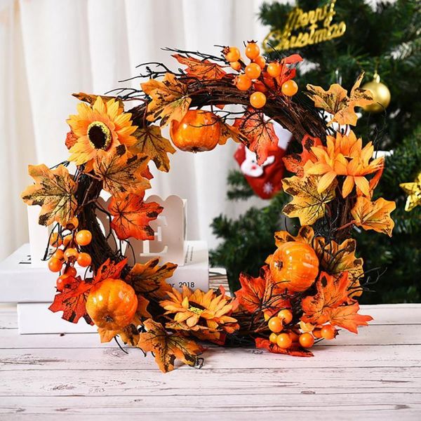 

decorative flowers & wreaths 2021 christmas door decoration 30cm holiday hanging decor plastic wreath xmas garland ornament thanksgiving