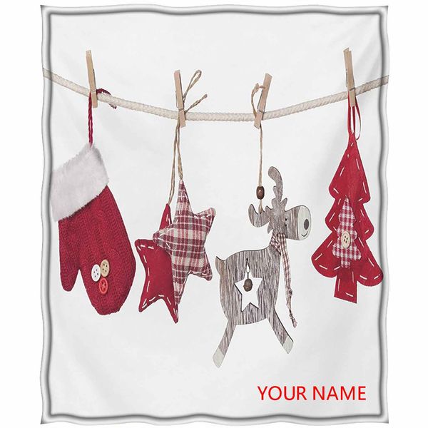

christmas picnic blanket, traditional xmas celebration items hanging from rope with clothespins retro diy blanket, absorb sweat, breathable