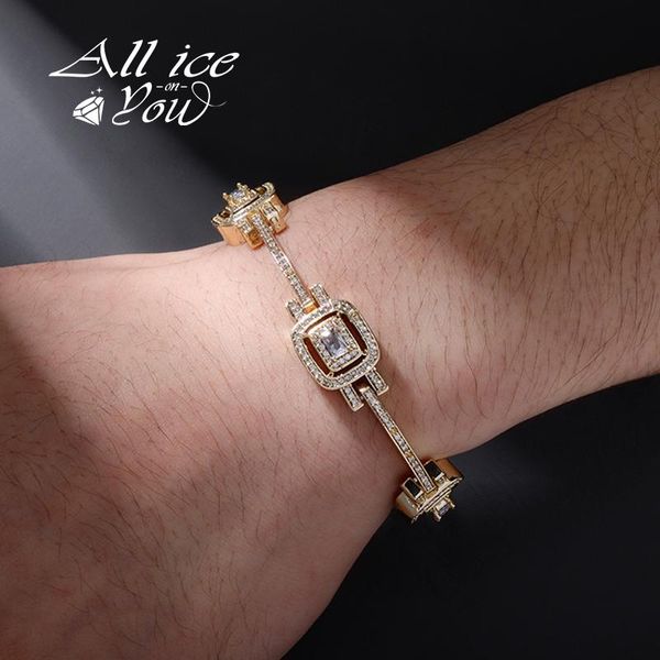 

link, chain alliceonyou luxury fashion baguette bracelet micro pave cubic zirconia hip hop jewelry for women gift, Black