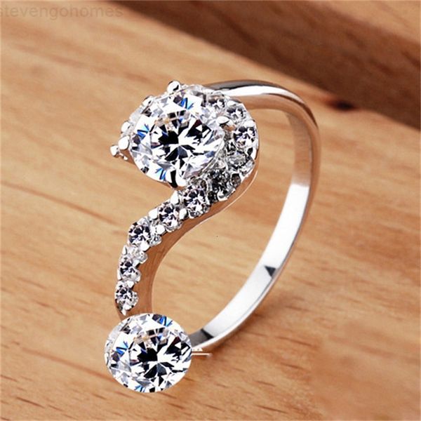 

wedding silver cz jewelry diamond finger rings for women girl party wholesale - 0678wr, Golden;silver