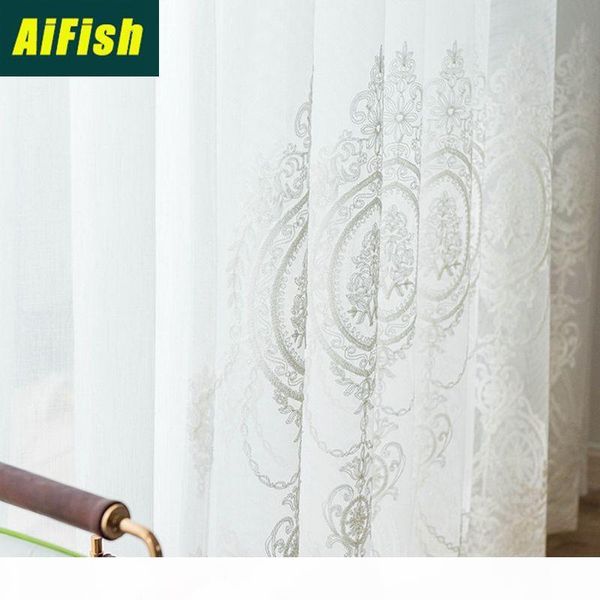 

nordic embroidery curtains white cotton screens are suitable for the living room bedroom balcony light and breathable m147t3