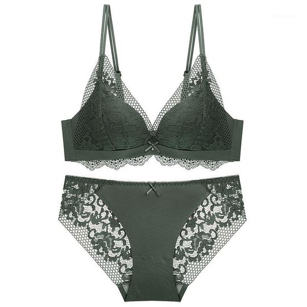 

bras sets wire green beige lace mesh bra suit for women , women's thick lingerie underwear set a b 3/4 cup push up brassiere1, Red;black