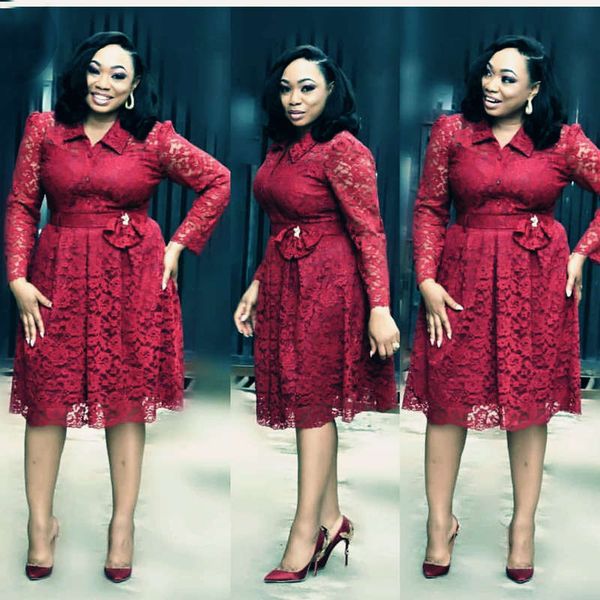 

burst long sleeve shirt collar cardigan waistband a-line swing full lace dress h193, Black;gray