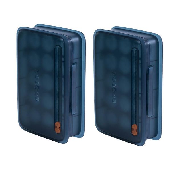 

2 pack egg holders,covered egg container for refrigerator,portable stackable tray eggs storage box