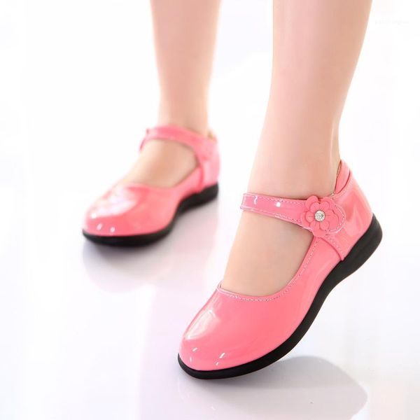 

flat shoes children 2021 party for girls kids school dresses spring fashion flower princess leather shoe 4 7 8 9 10 11 12 years1, Black;grey