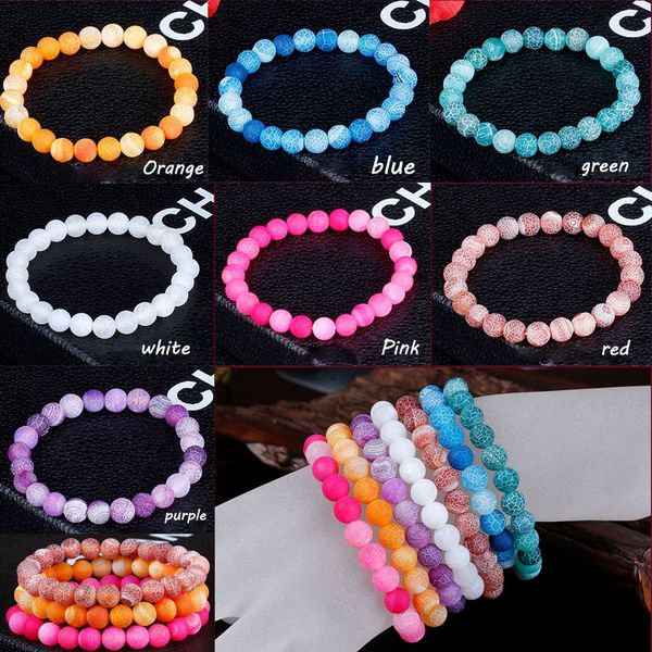 

natural coloful frost cracked agates stone beads round loose spacer beads for jewelry making diy bracelet handmade 4/6/8/10/12mm