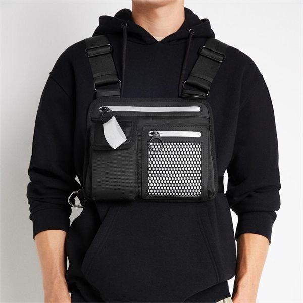 

reflective rig tactical hip-hop chest bag men functional vest male waist abdomon pack shoulder bags c1026