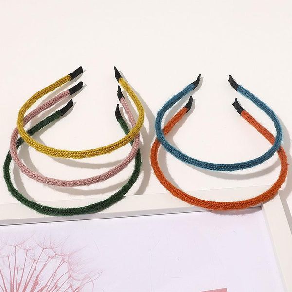 

hair accessories 1pcs faux mohair soft non-slip knitted headband furry hoop thin head candy color fur hairband