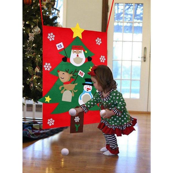 

christmas toss games with 3pcs snowballs diy felt christmas tree new year gifts kids throw toys decoration for home