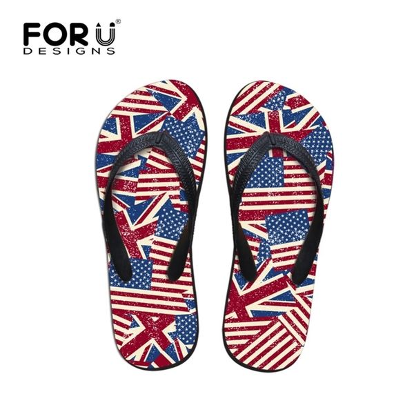 

leisure men's flip flops summer style uk usa flag printing flipflop for men brand flat slipper beach sandals t200408, Black