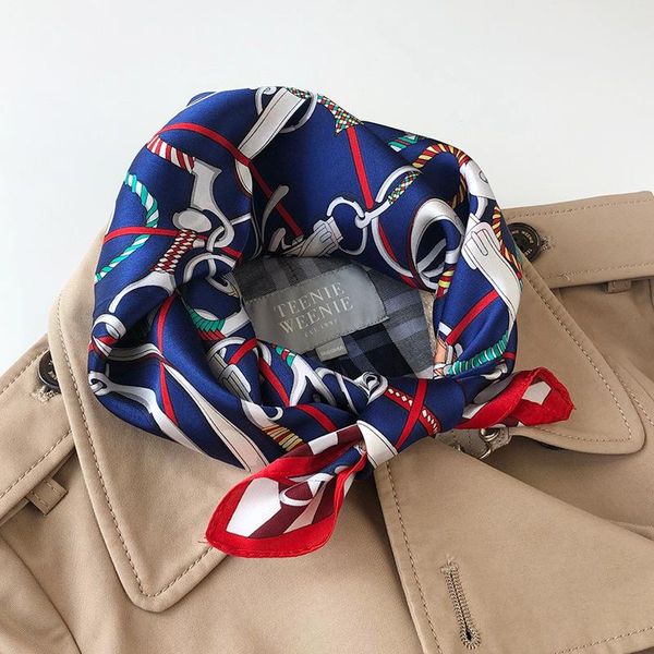 

2020 women 100% silk scarf square neck hair scarves foulard shawls and wraps bandana neckerchief headband hijab 53*53cm, Blue;gray