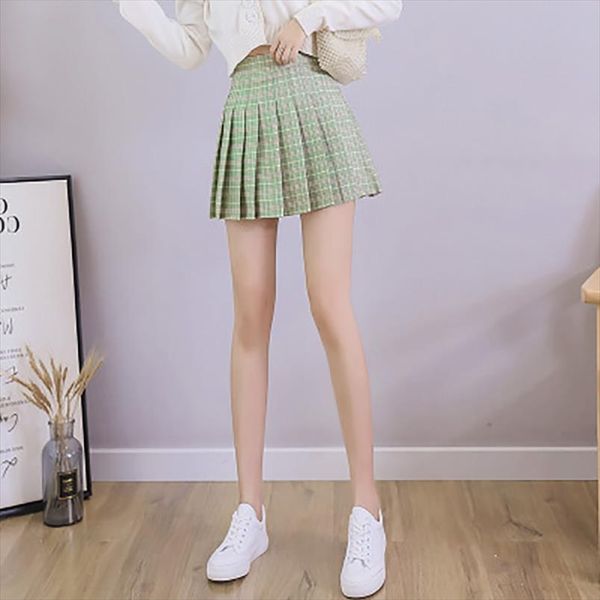 

2020 fashion pleated skirt skirt women new autumn and winter anti going college wind high waist multi color a word, Black