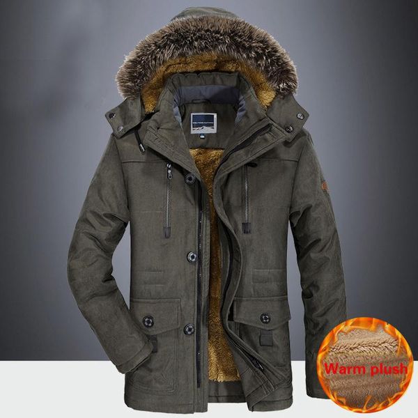 

2020 new winter jacket men thick casual men's fur collar windproof parkas plus size 8xl velvet warm coat men clothing, Black