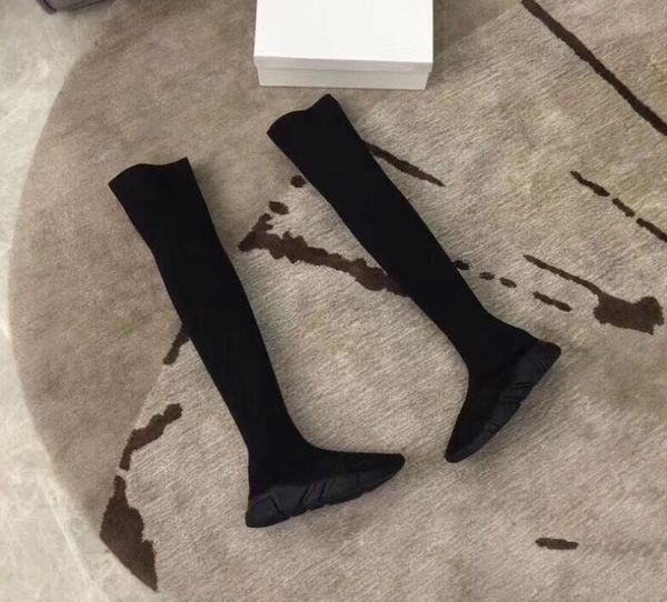 

socks and boots designer fashion knit stretch boots luxury knee-high boots platform shoes women's shoes plus-size socks shoes 35-42 43, Black