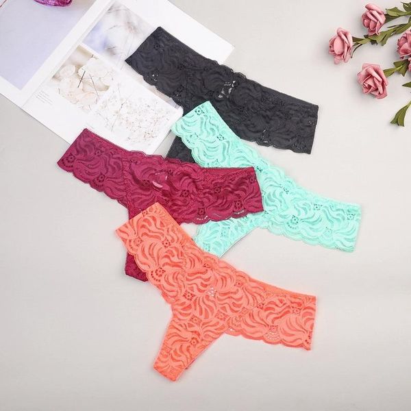 

women's panties women underwear lace thong transparent high-end t-pants european large lingerie plus size womens, Black;pink