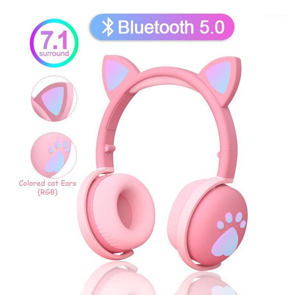 

Cute Kids Headphones Wireless earphones LED light Cat Ear Cat Girls Gift Bluetooth Headset HIFI Stereo Bass With Microhpone1