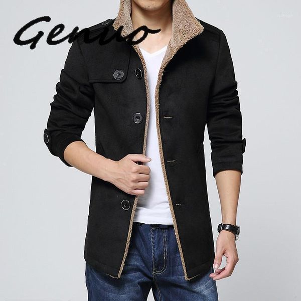 

genuo man long sleeve male thick overcoat slim plus size mens black winter coat windbreaker boys outerwear woolen blend coat 3xl1