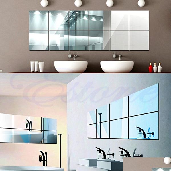 

wholesale-16pcs self-adhesive decorative mirrors tiles mirror wall stic jlldkp xmh_home