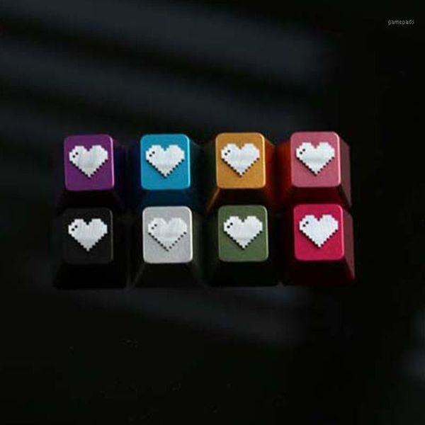 

keyboards pixel heart-shaped metal keycaps for cherry mx switch mechanical gaming keyboard aluminum alloy cnc profile keycaps1