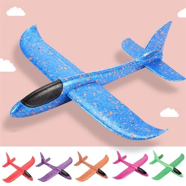 5/6 / 10 pcs lote 48cm mão lance avião espuma EPP Fly Planes modelo de avião ao ar livre divertido brinquedos para crianças jogo de festa 220216