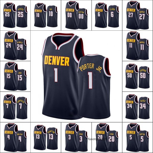 

men denver nuggets''nikola''jokic jamal murray bol michael porter jr. facundo campazzo gary harris custom icon navy jers, Black