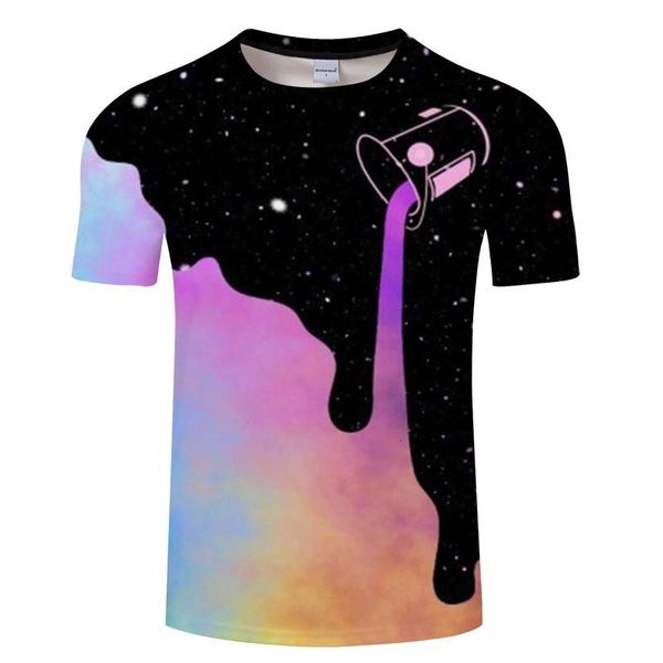 

three dimensional 3d digital printing t-shirt round neck men's short sleeve is breathable in summer, White;black
