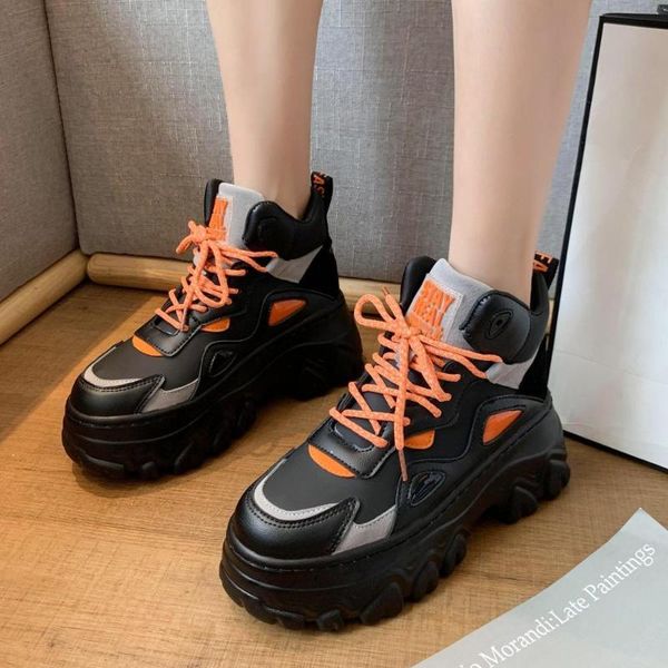 

2020 autumn new women platform martin boots chunky sneakers super high wedges increased platform white sneakers, Black
