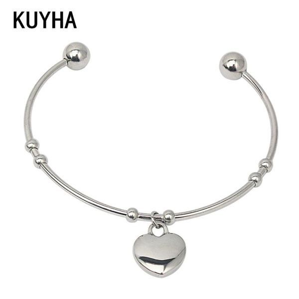 

fashion heart bracelets charms girls women bracelet bangle yellow gold rose gold silver color bracelet with lover pendant, Black