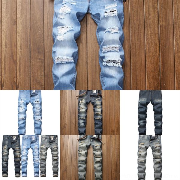 

stzd6 street jeans мужчины мужчины стиль джинсы для мужчины мужская узкая модная дыра одежда разорванные штаны тонкие на молнии мужской хмел, Black